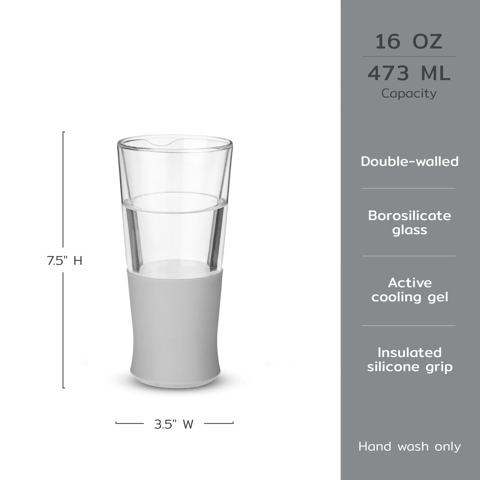 Glass Beer FREEZE™ Cooling Cups in Gray, Set of 2