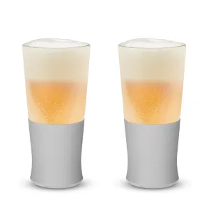 Glass Beer FREEZE™ Cooling Cups in Gray, Set of 2