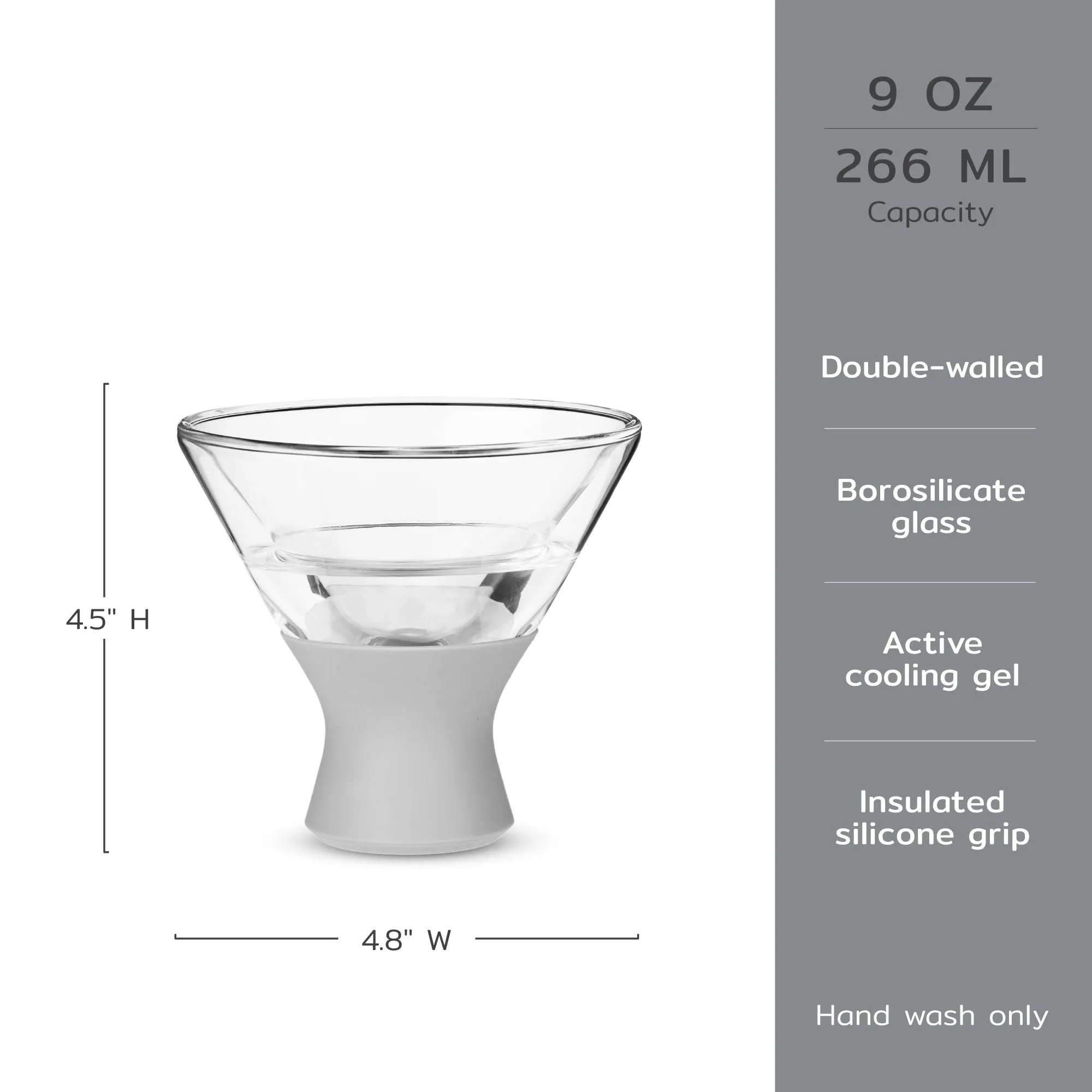 Glass Martini FREEZE™ Cooling Cup in Gray, Set of 2