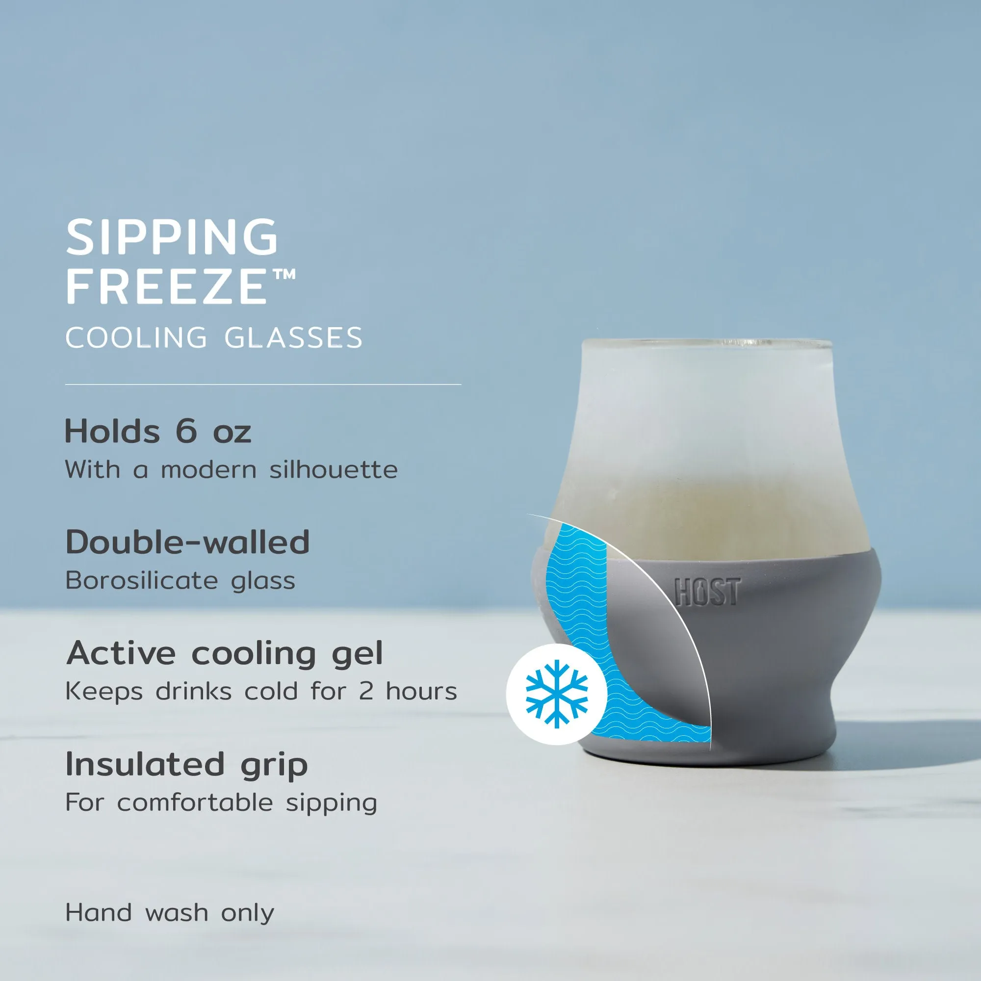 Glass  Sipping FREEZE™ Cooling Cup in Gray, Set of 2