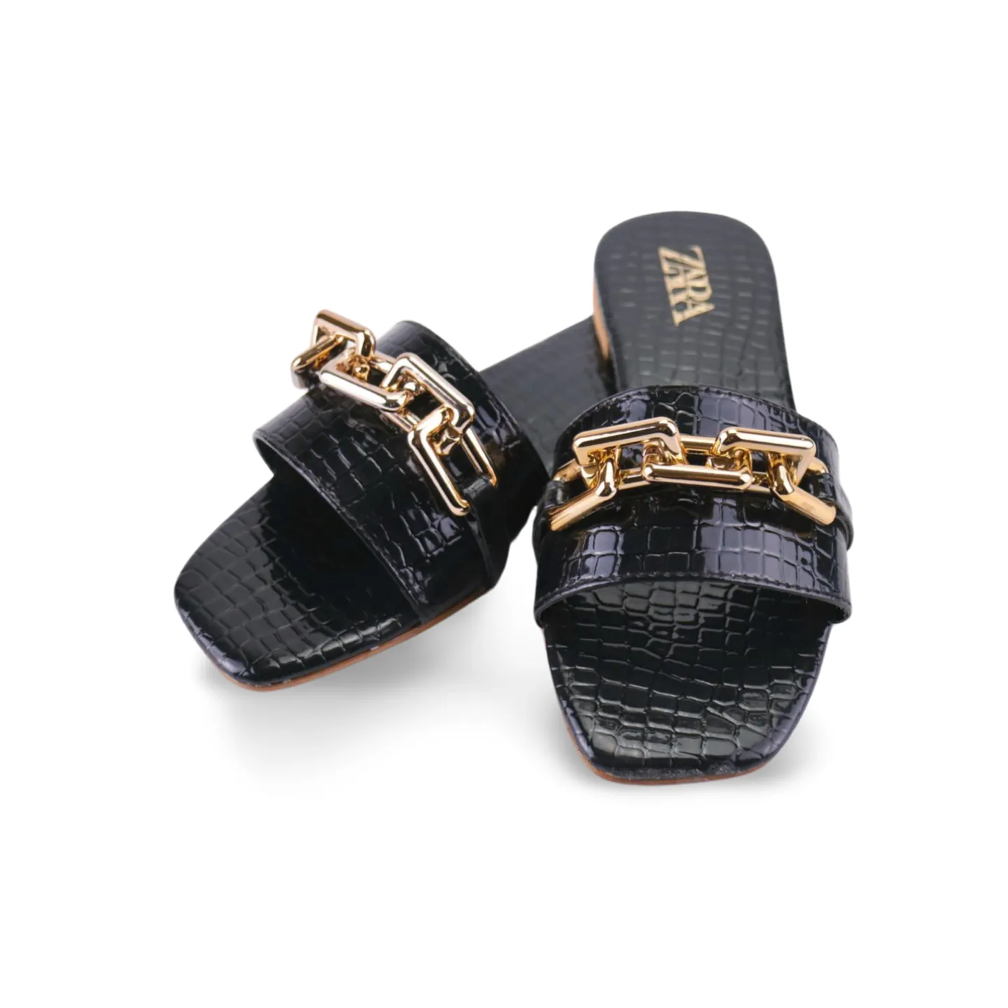 Gold Chain Women Low Heel Flat Sandals -1011