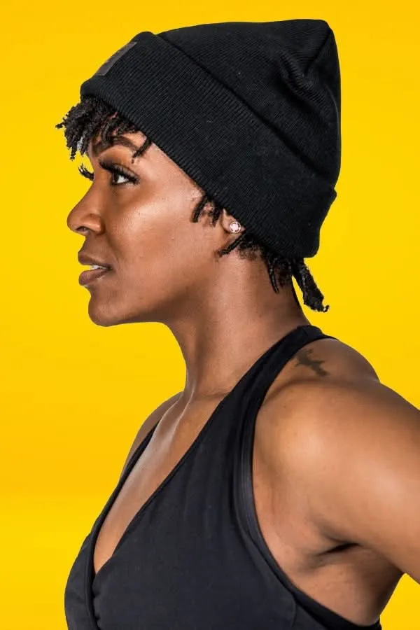 GRRRL Black Cuffed Beanie