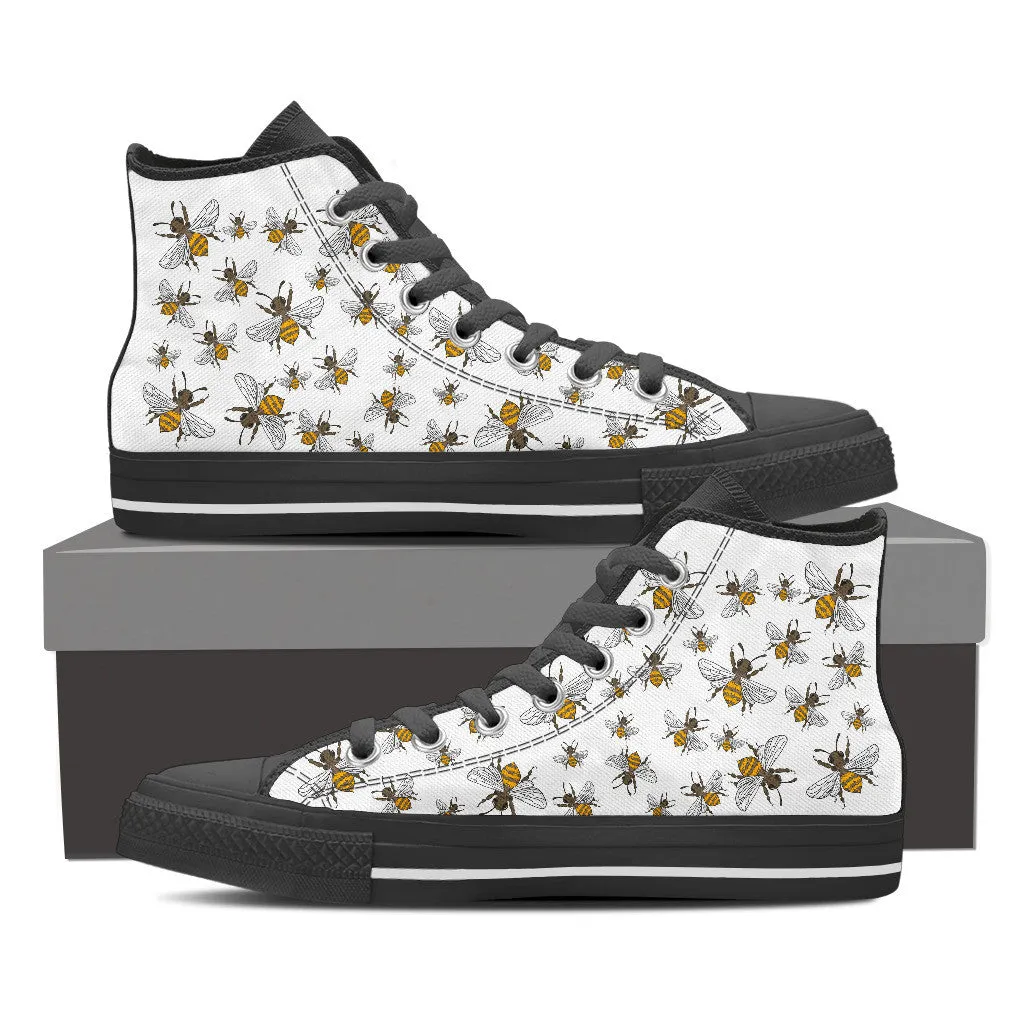 HONEY BEES HIGH-TOP SHOES WOMENS - FREE SHIPPING WORLDWIDE