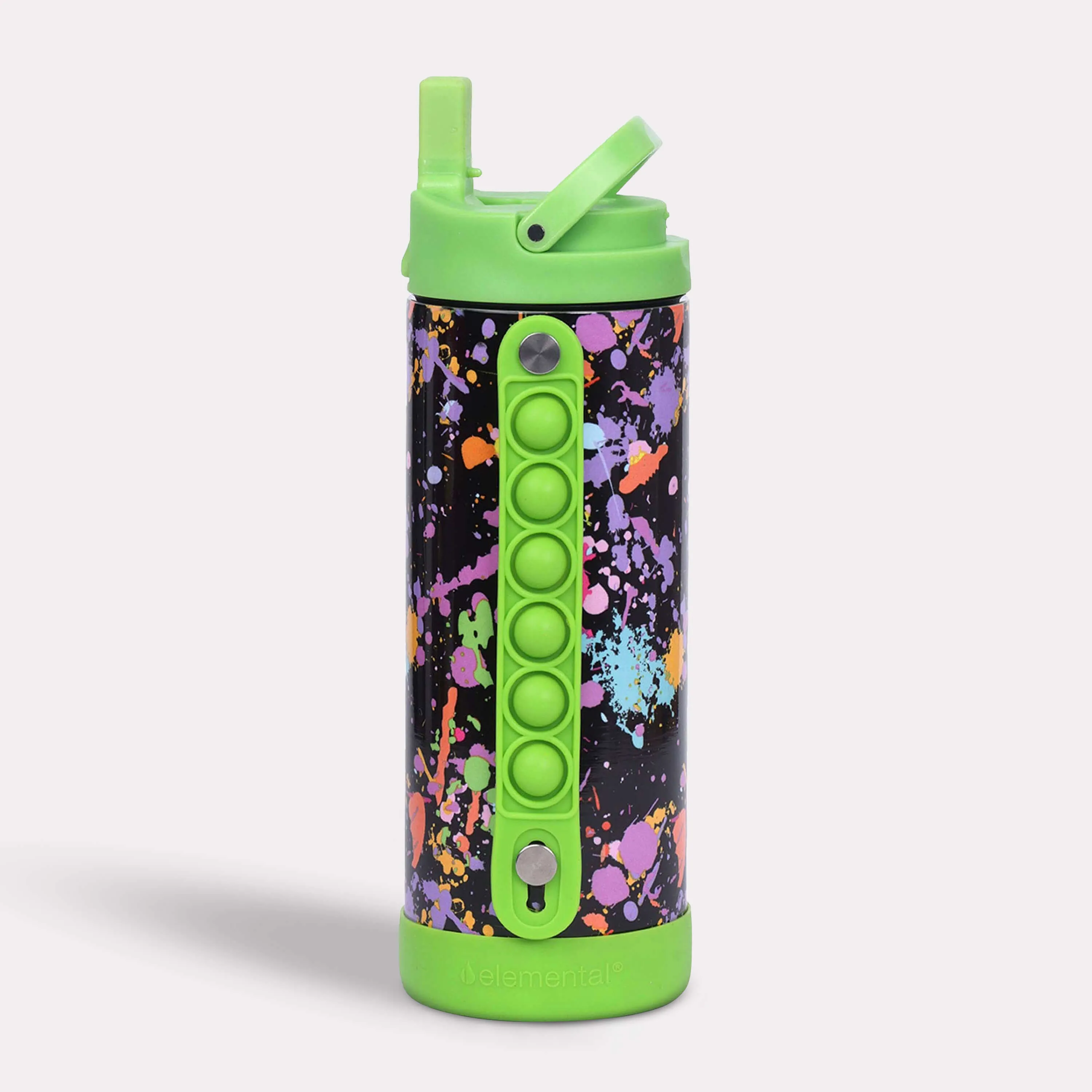 Iconic 14oz Pop Fidget Bottle - Green Paint Splatter