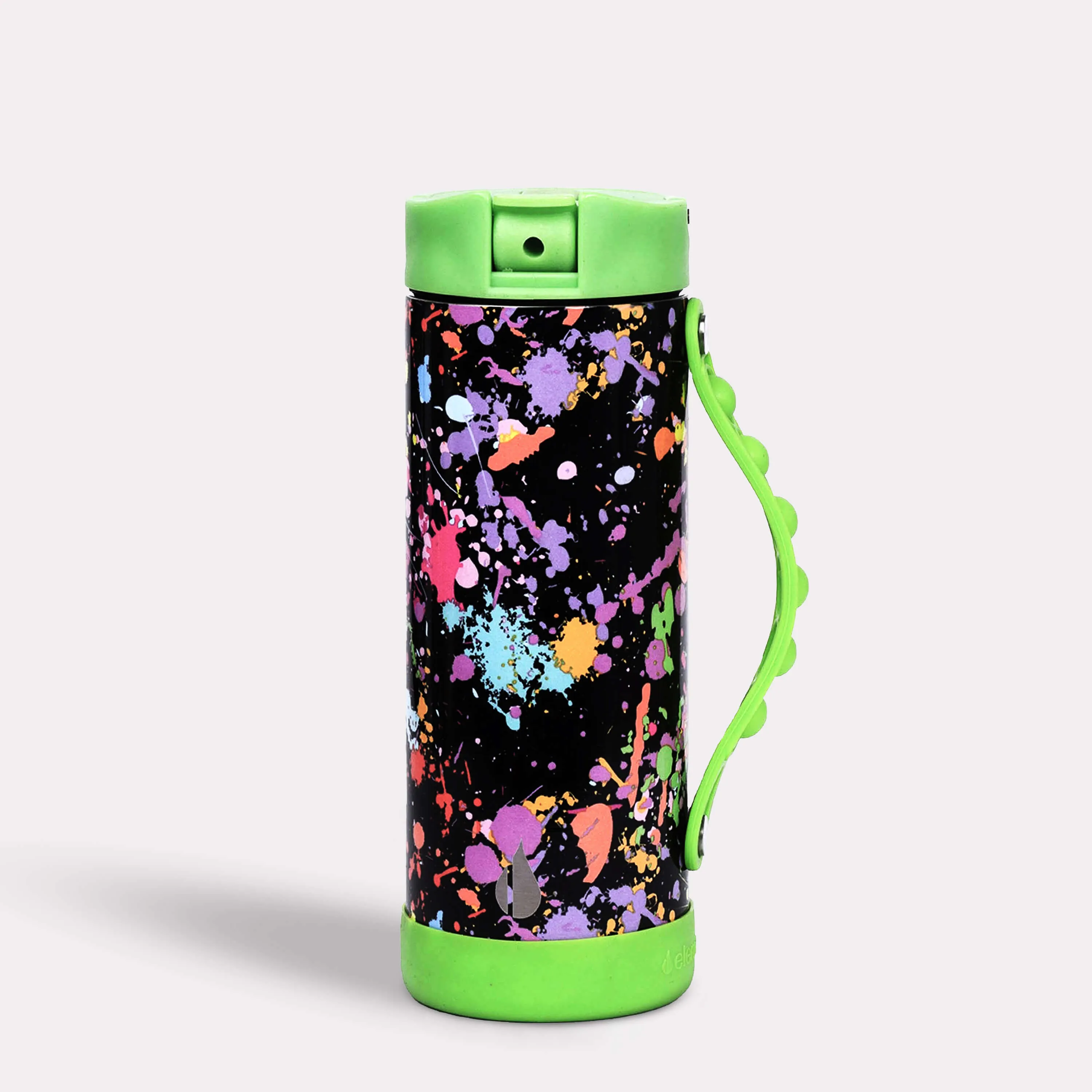 Iconic 14oz Pop Fidget Bottle - Green Paint Splatter