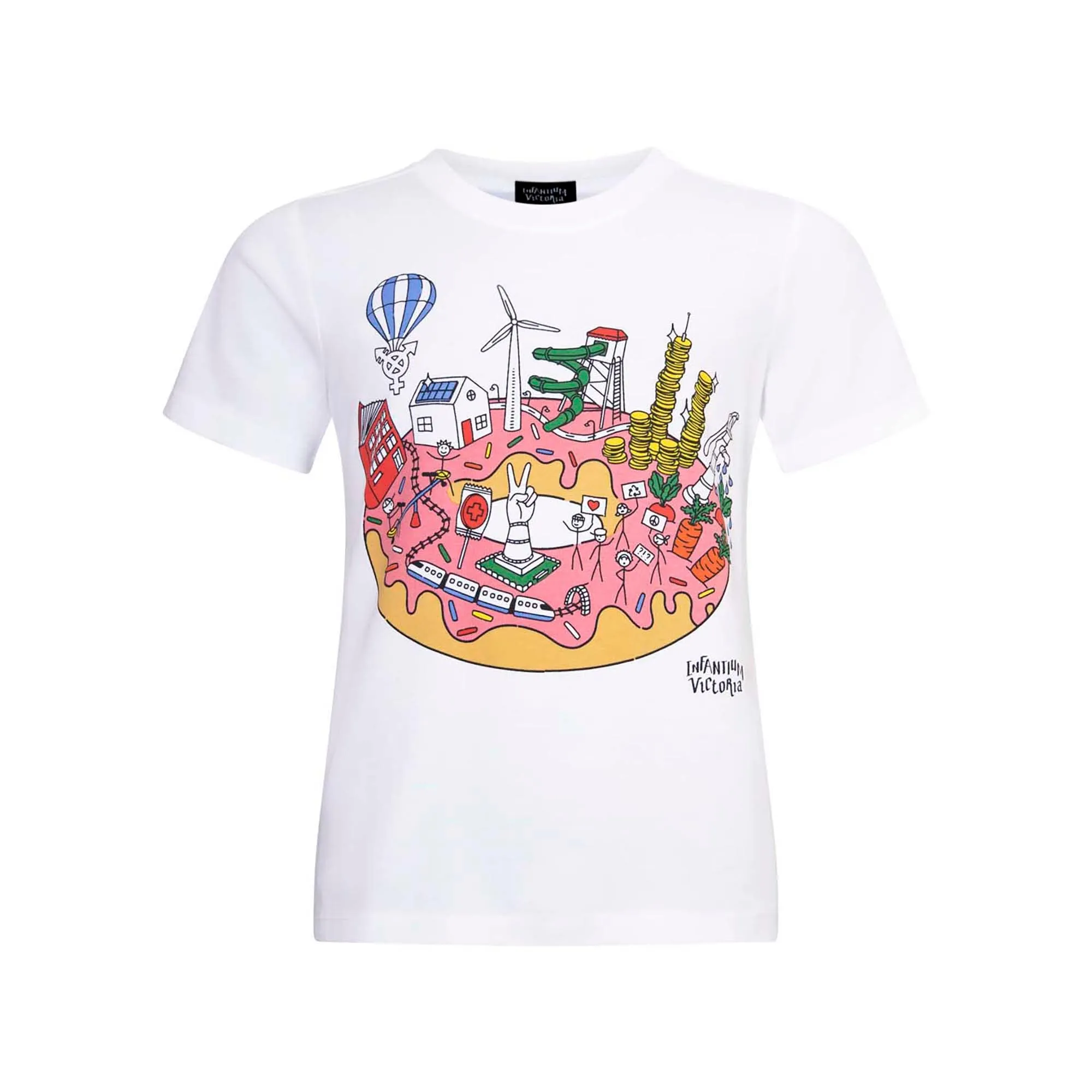 Infographics T-shirt met bedrukte donut voor kinderen