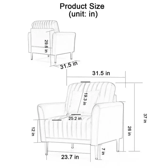 Kelvin Arm Upholstered Accent Sofa Chair