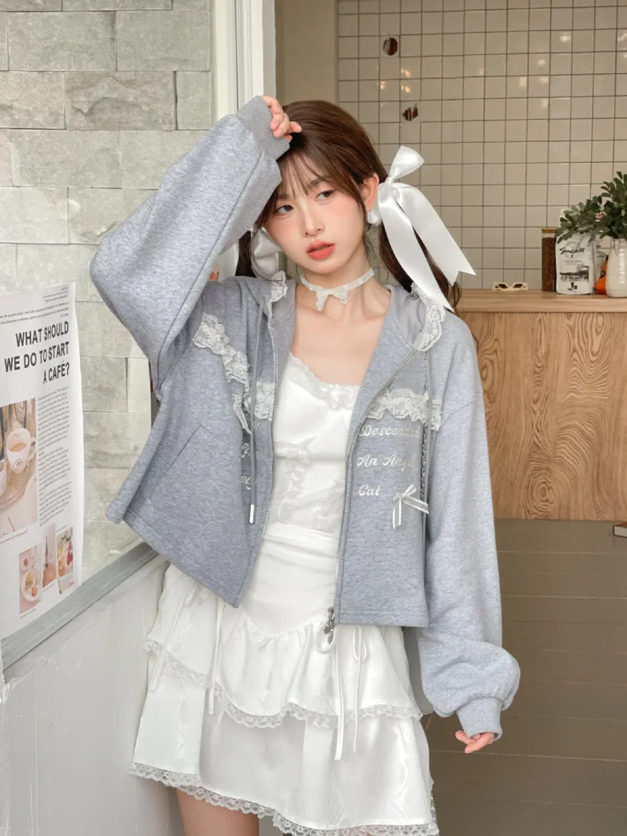 Kitten Charmer Lace Lazy Athleisure Short Jacket