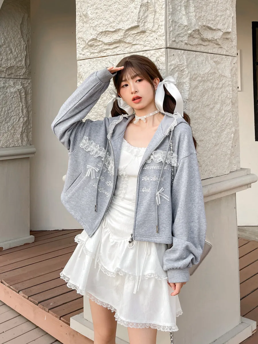 Kitten Charmer Lace Lazy Athleisure Short Jacket