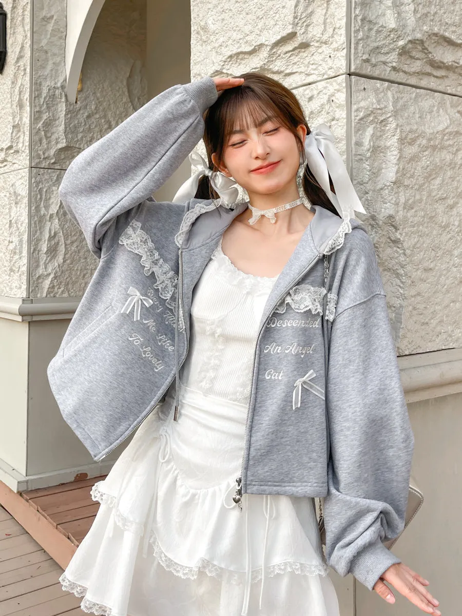 Kitten Charmer Lace Lazy Athleisure Short Jacket