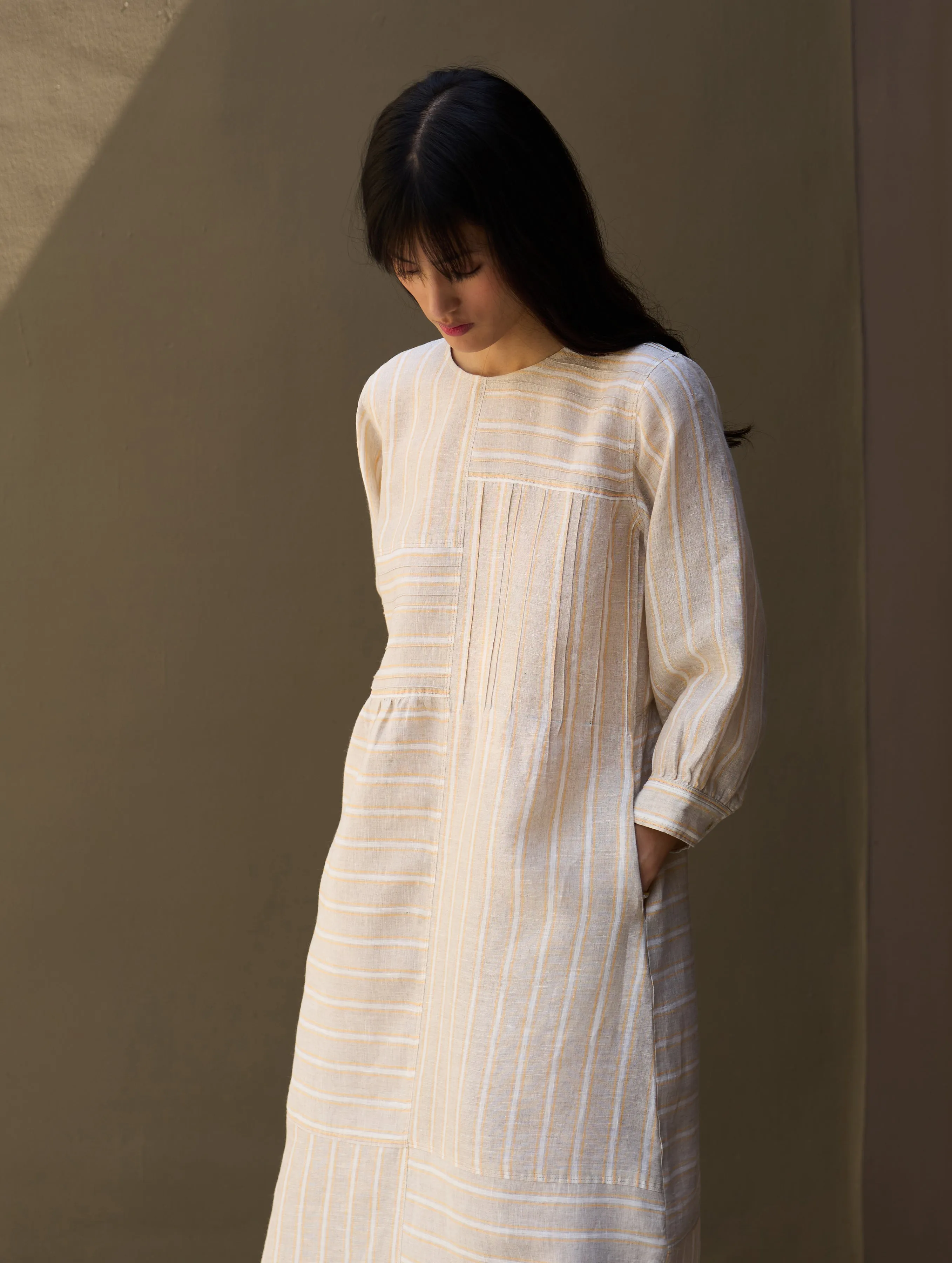 Kwan Striped Linen Dress - Natural