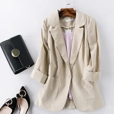 Ladies Candy-Color Linen Blazer