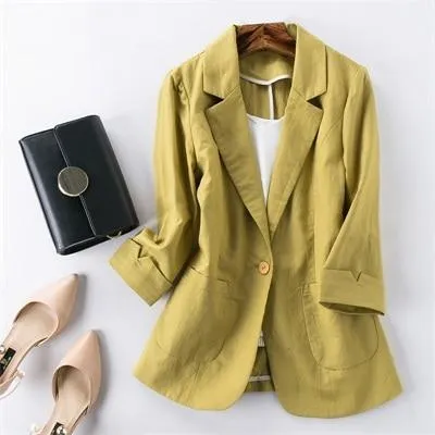 Ladies Candy-Color Linen Blazer