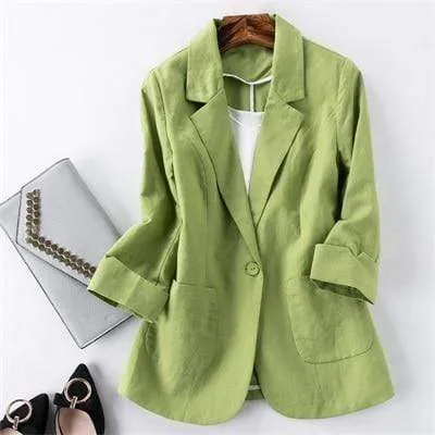 Ladies Candy-Color Linen Blazer