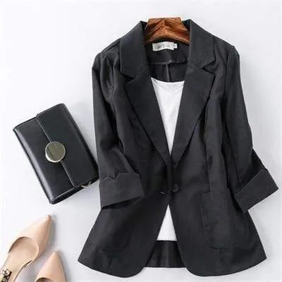 Ladies Candy-Color Linen Blazer