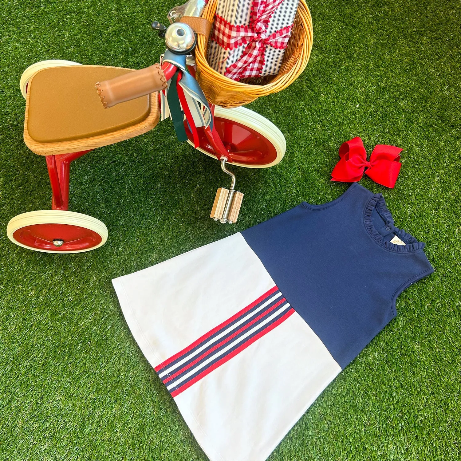 Lizzie's Luxe Leisure Dress - Nantucket Navy with Richmond Red and Worth Avenue White