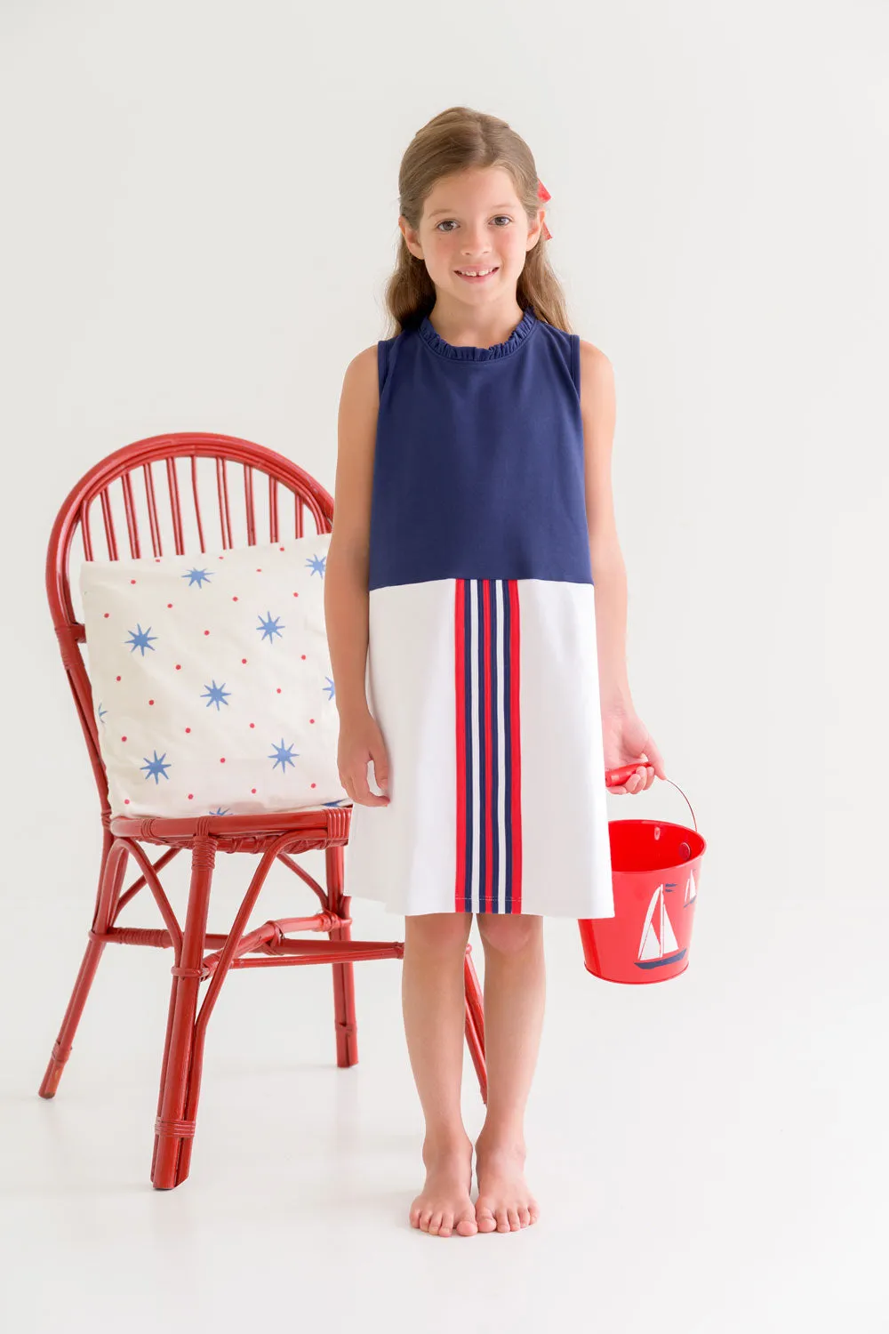 Lizzie's Luxe Leisure Dress - Nantucket Navy with Richmond Red and Worth Avenue White