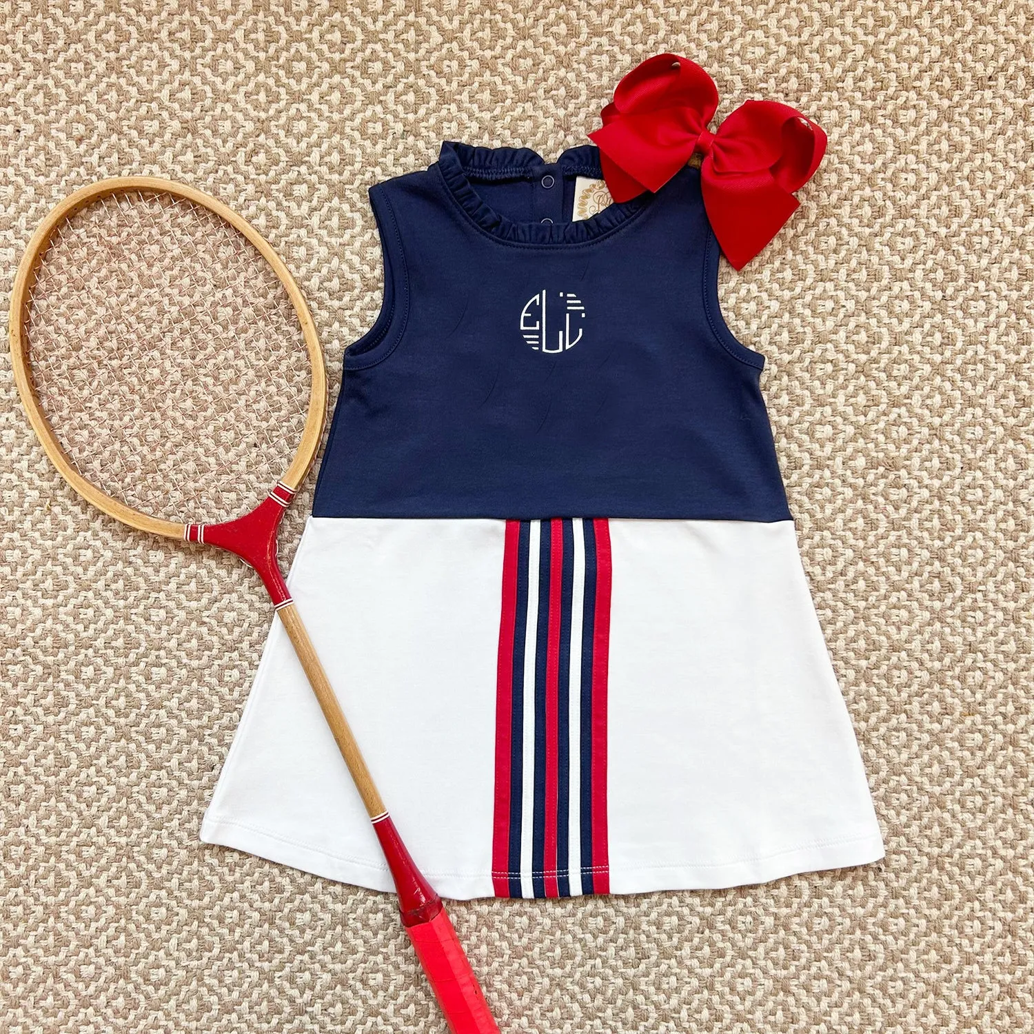 Lizzie's Luxe Leisure Dress - Nantucket Navy with Richmond Red and Worth Avenue White