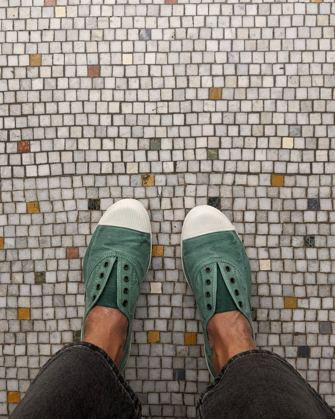 Lola Green Cotton Plimsolls