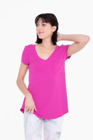 Longline Deep V-Neck Pocket Shirt