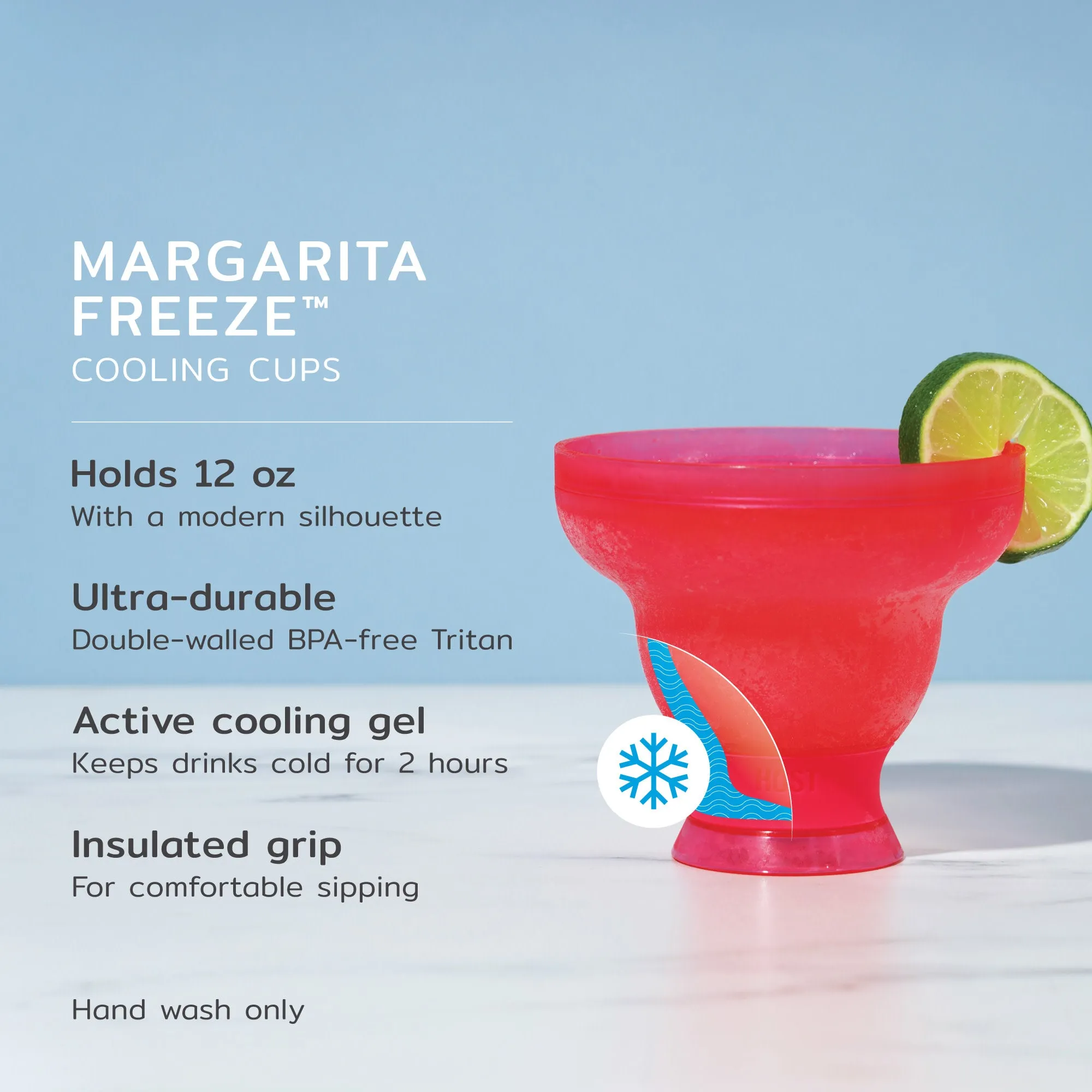 Margarita FREEZE™ Cooling Cup in Punch Pink, Set of 2