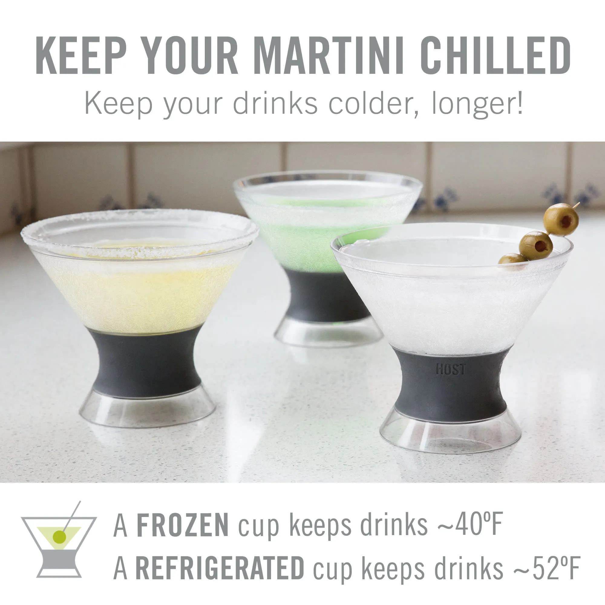 Martini FREEZE™ Cooling Cup in Grey, Set of 2