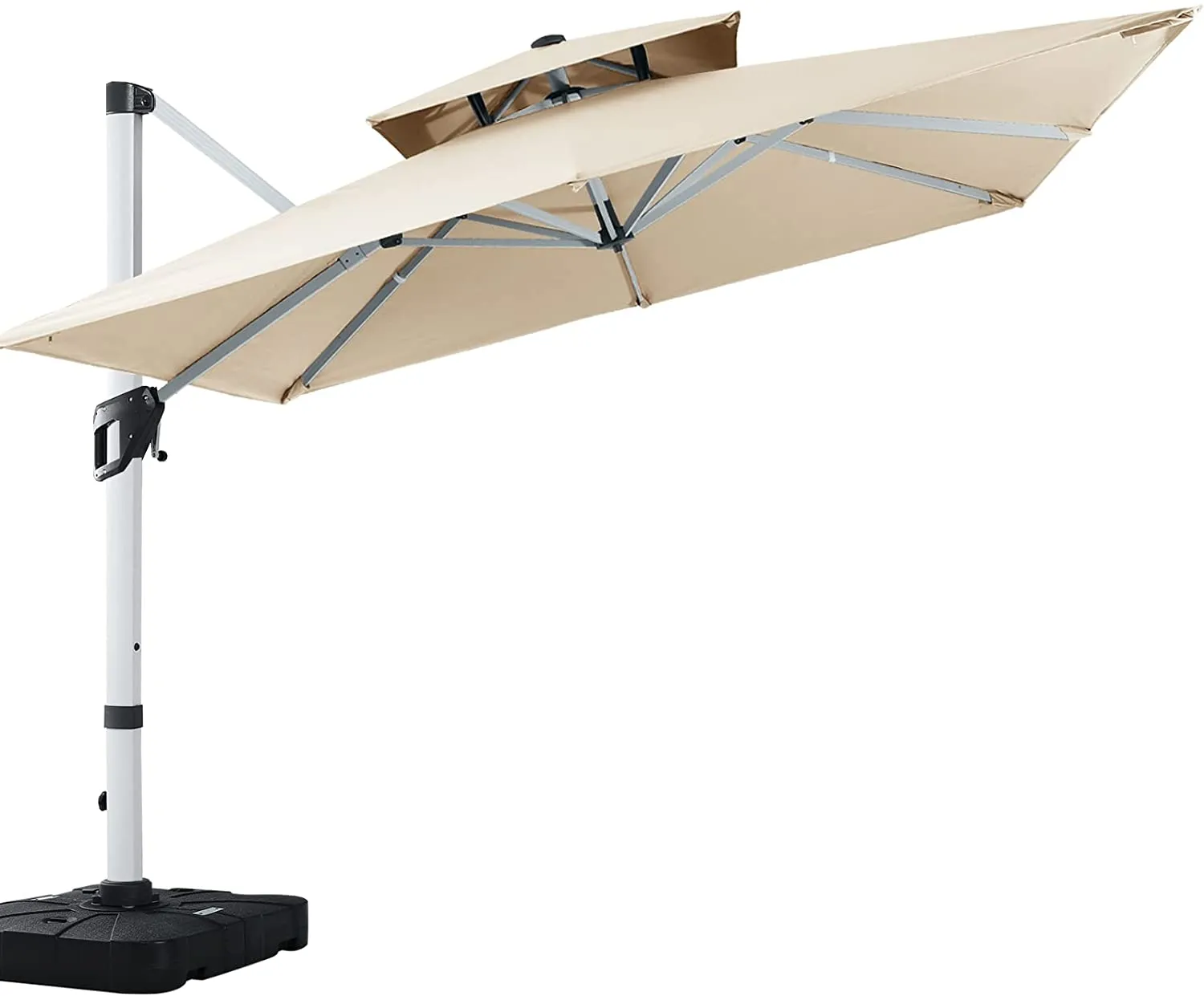 MASTERCANOPY Cantilever Patio umbrella  Square Hanging with Double Layer Canopy