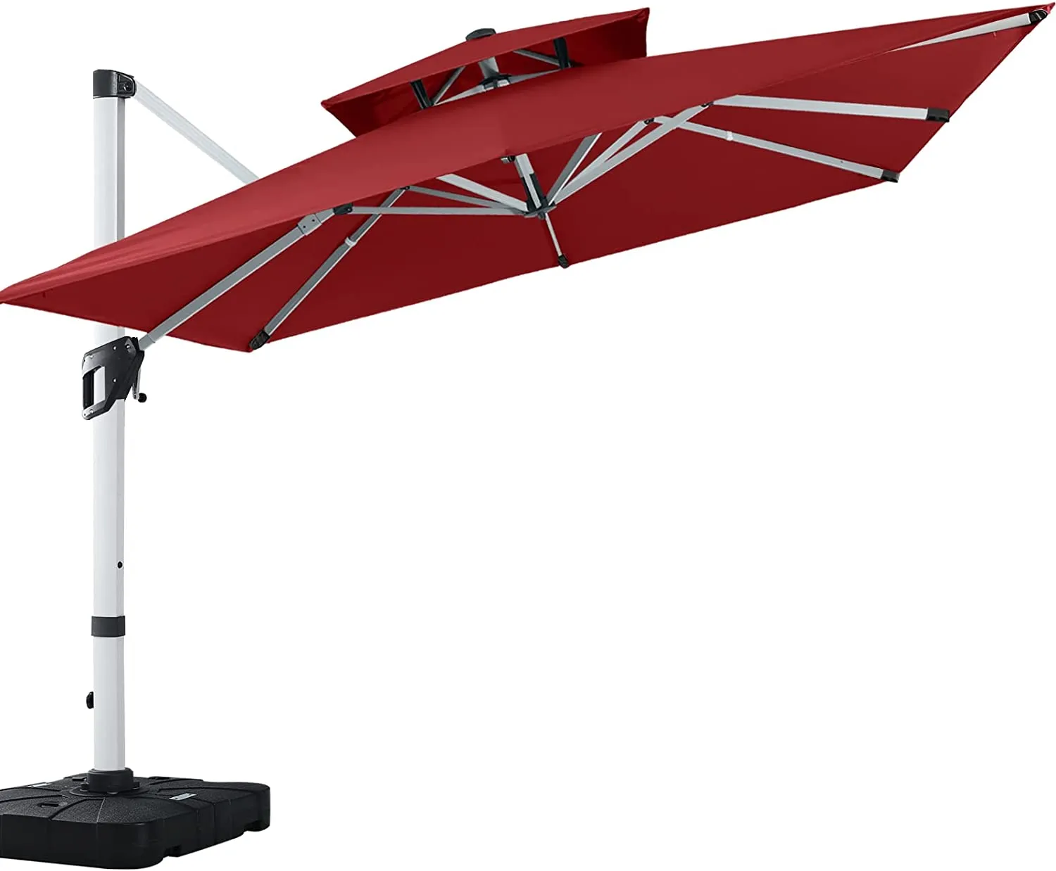 MASTERCANOPY Cantilever Patio umbrella  Square Hanging with Double Layer Canopy