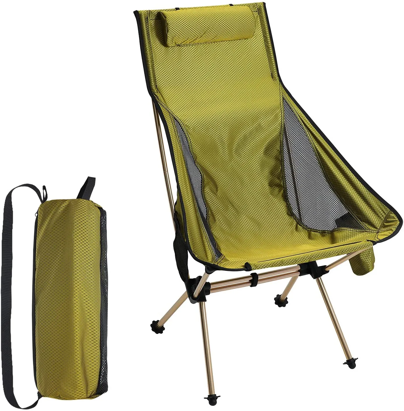 MASTERCANOPY Portable Folding Camping Chair with High Backrest and Carrying Bag