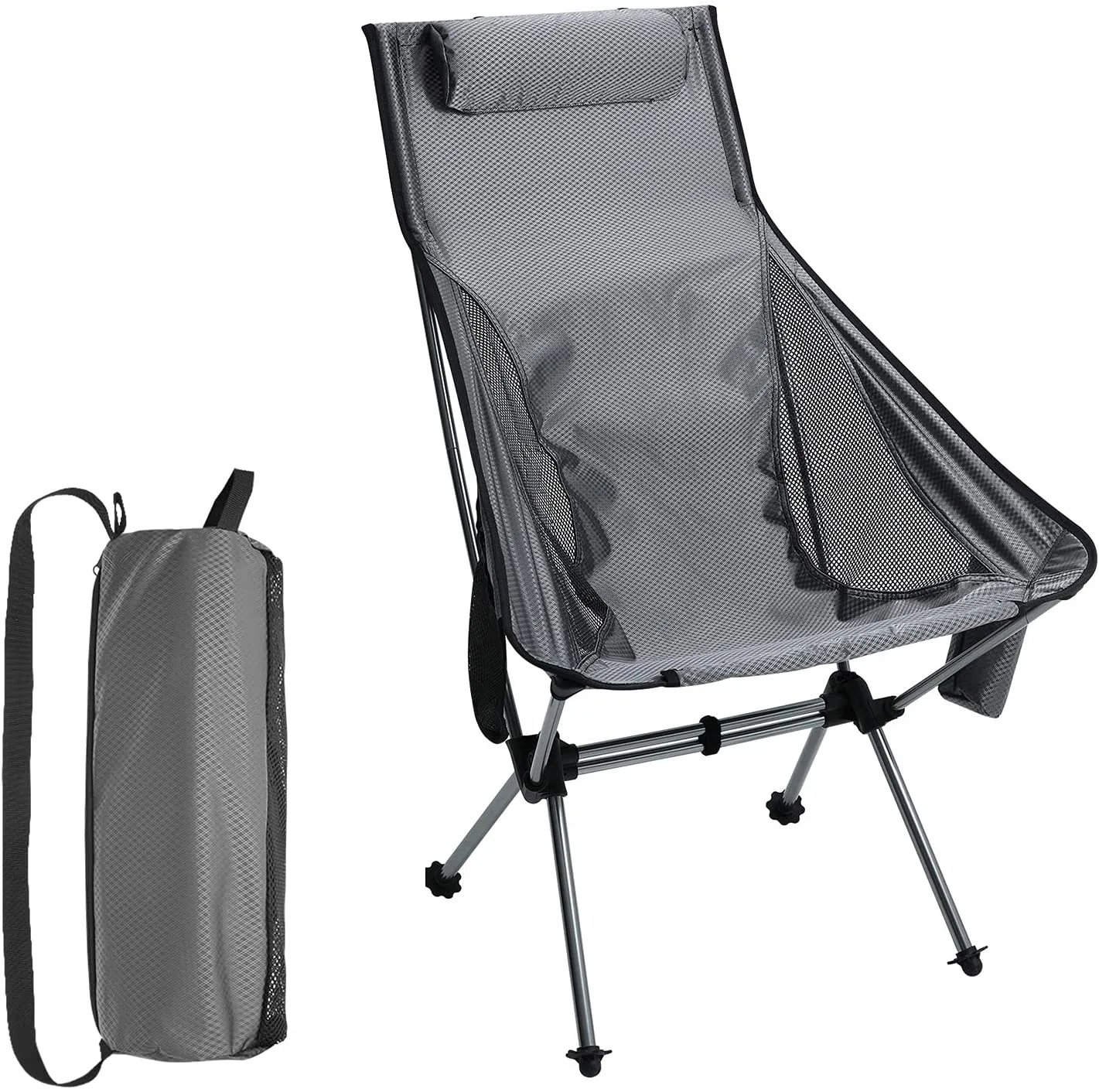 MASTERCANOPY Portable Folding Camping Chair with High Backrest and Carrying Bag