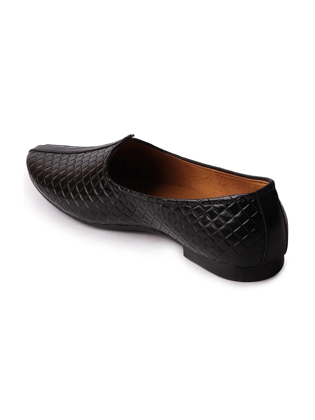 Men Black Ethnic Slip-On Juttis