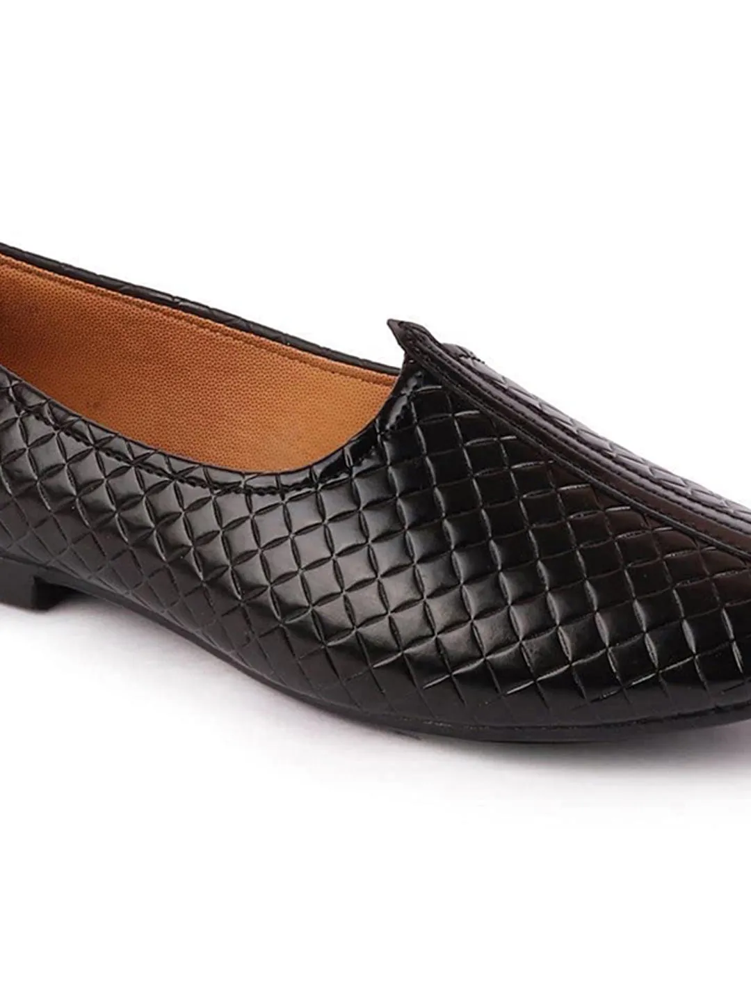 Men Black Ethnic Slip-On Juttis