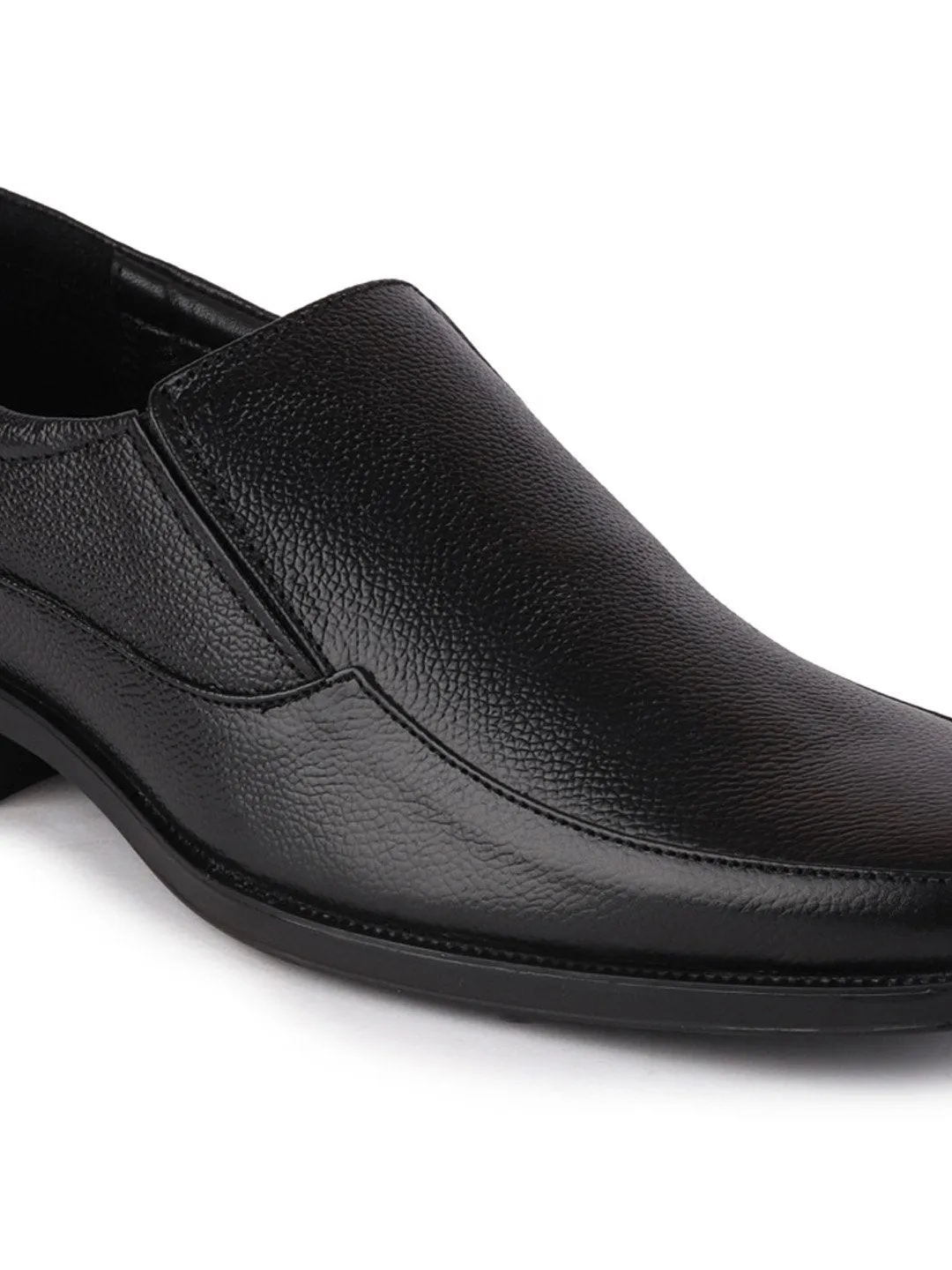 Men Black Plus Size Genuine Leather Formal Slip On Shoes