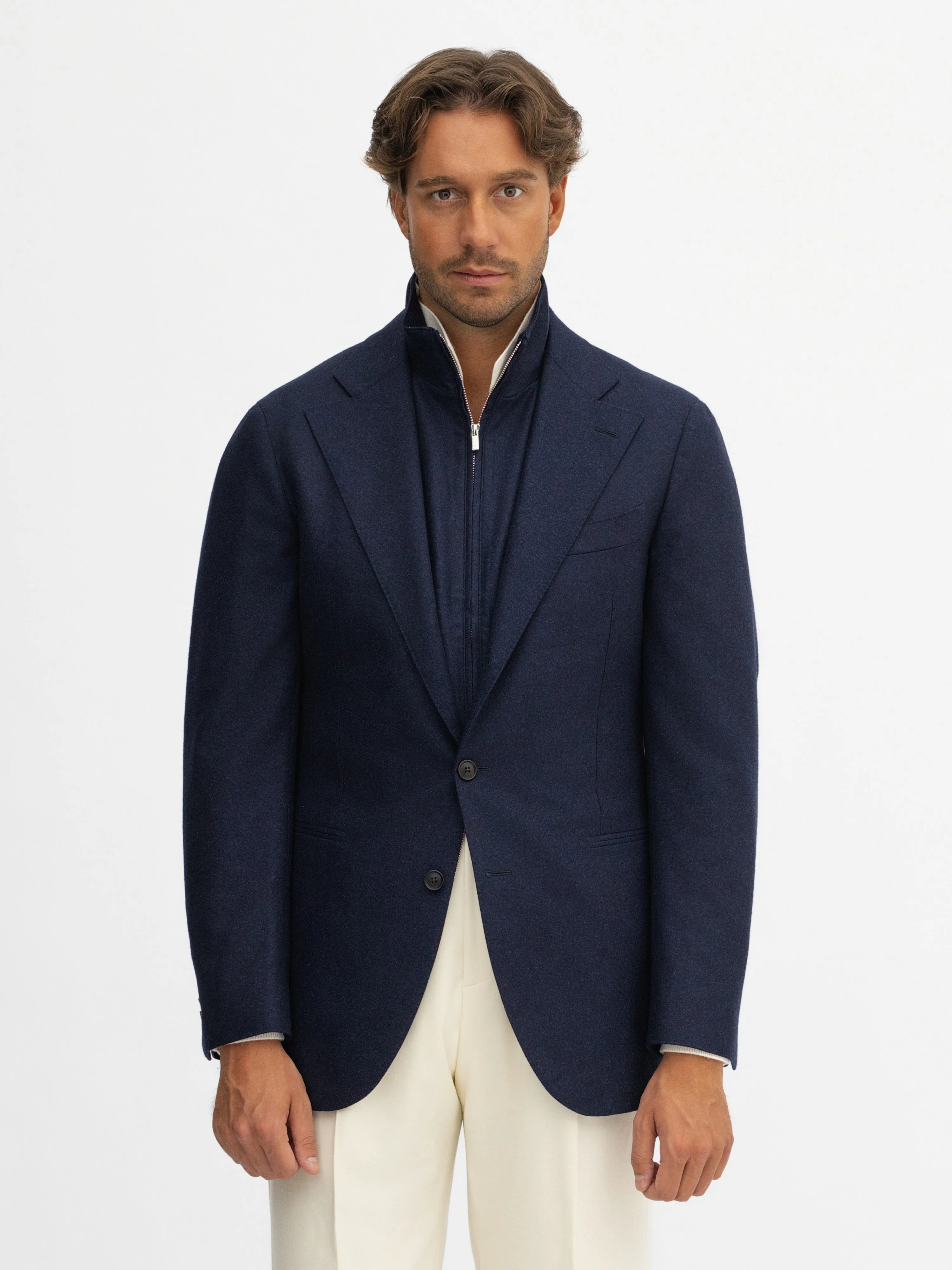 Navy Flannel Wool Jacket (SB)