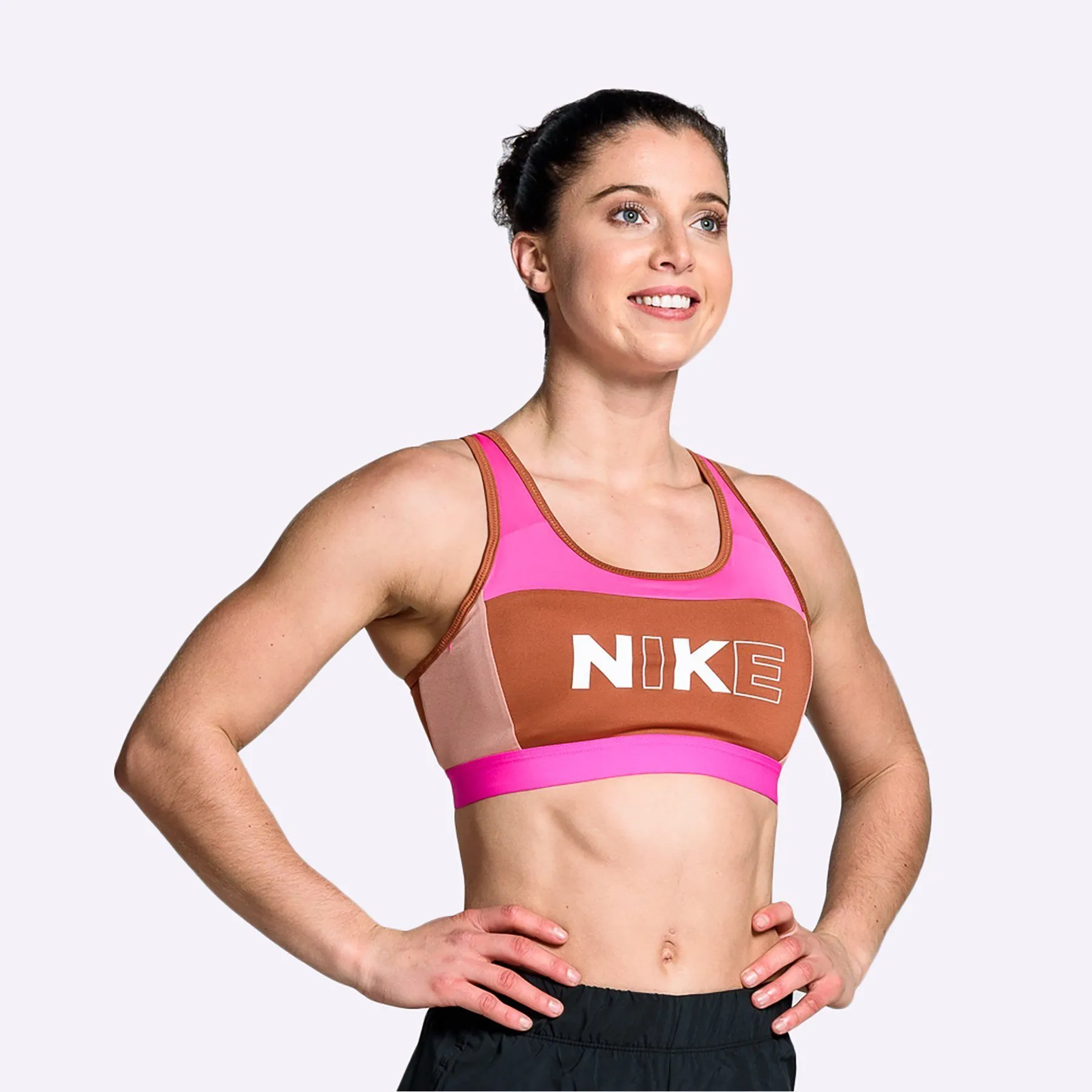 Nike - Women's Medium Support Sports Bra - Laser Fuchsia/Dusty Peach/White