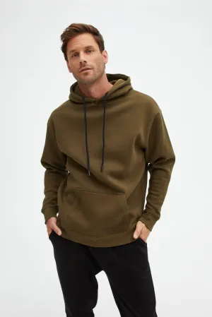 Olive Solid Fleece Hoodie