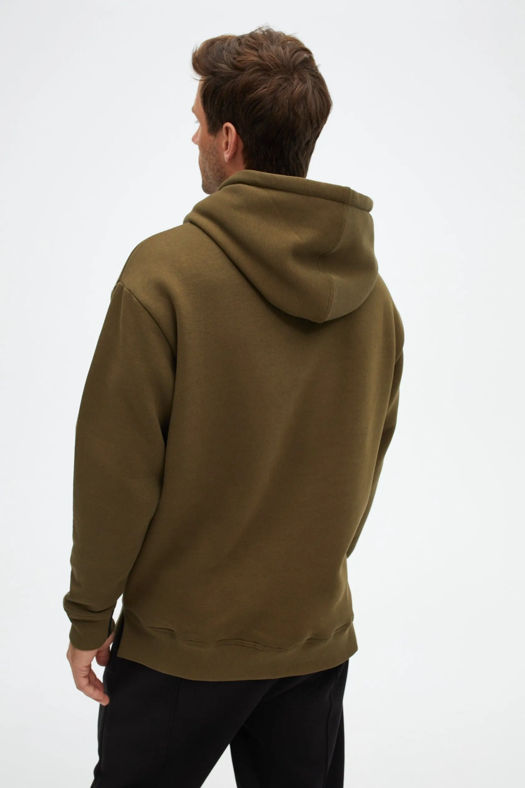 Olive Solid Fleece Hoodie