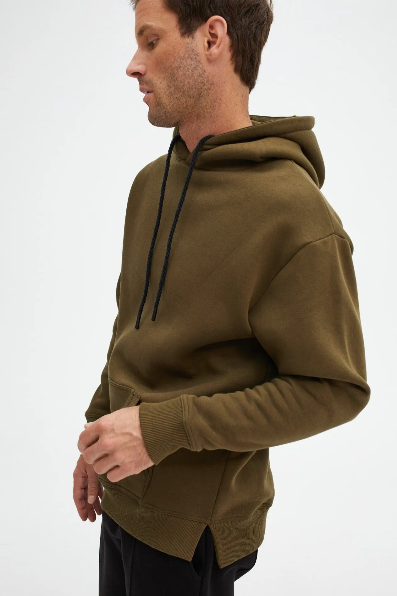 Olive Solid Fleece Hoodie