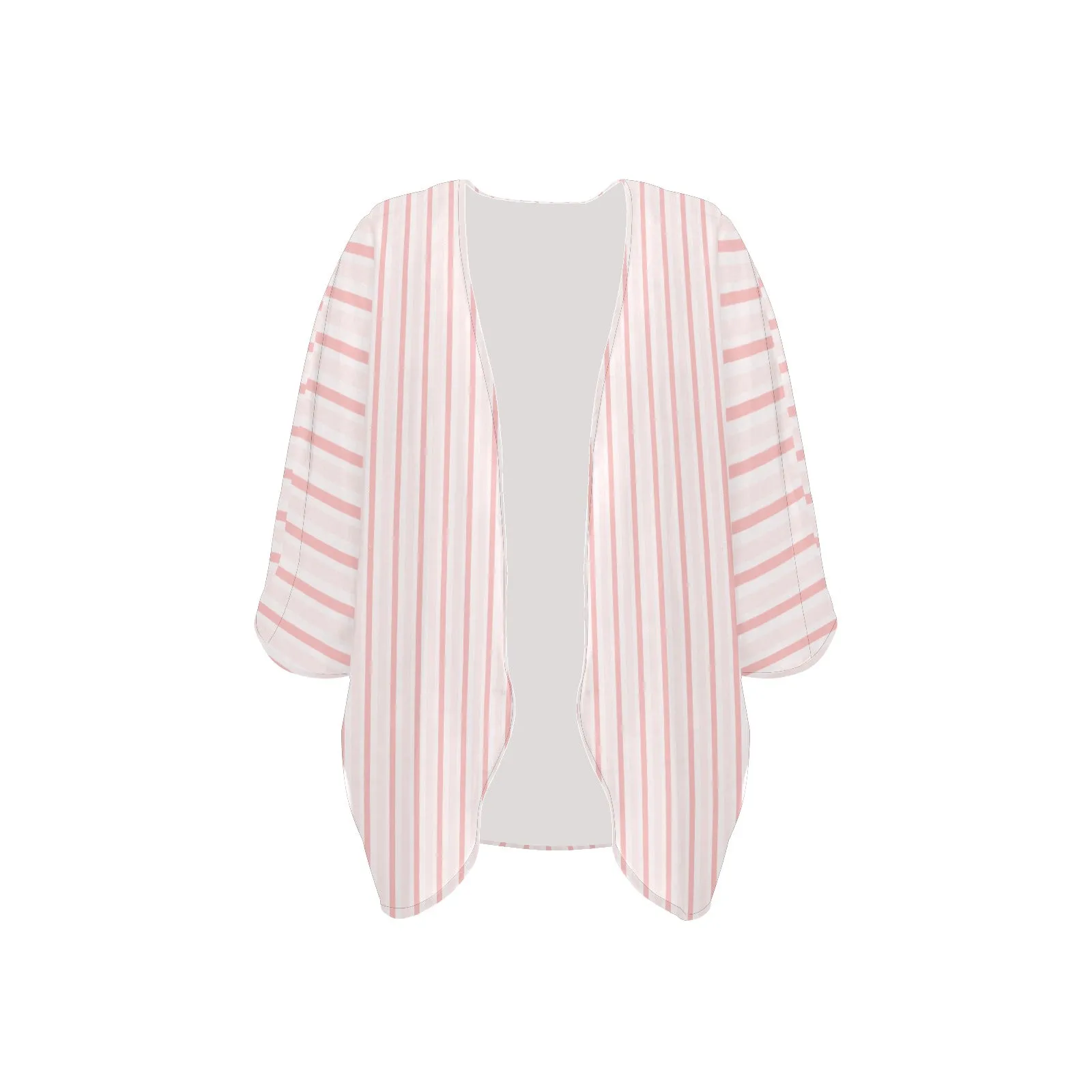 Pink Stripe Women's Chiffon Kimono