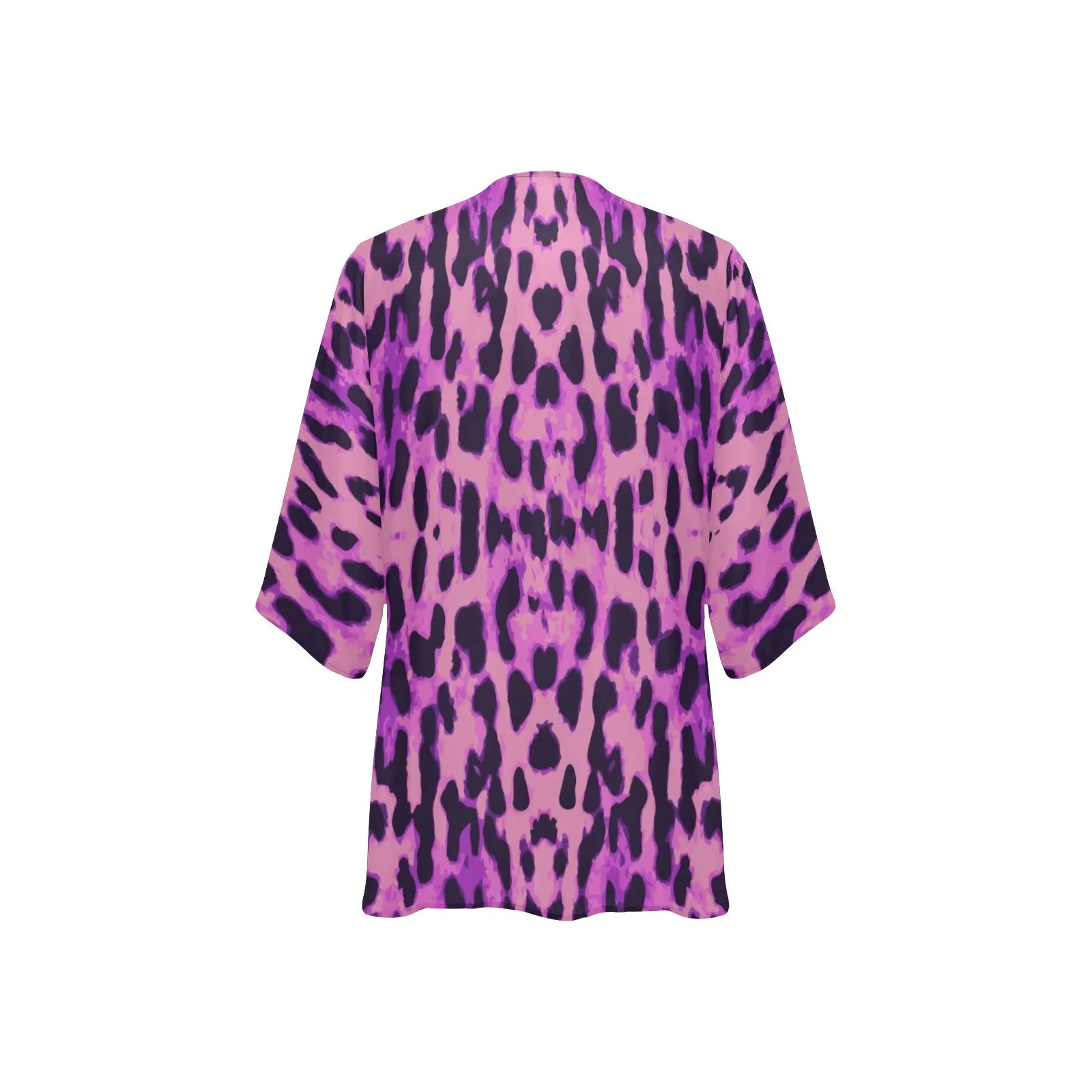 Purple Cheetah Women's Chiffon Kimono)