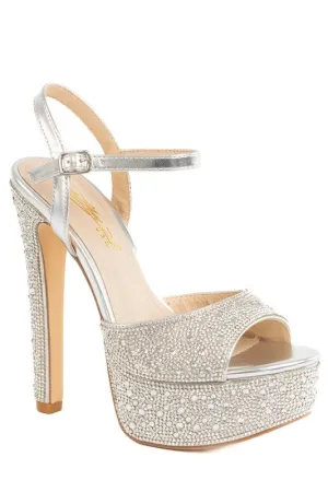 Rhinestone Studded Platform Heel