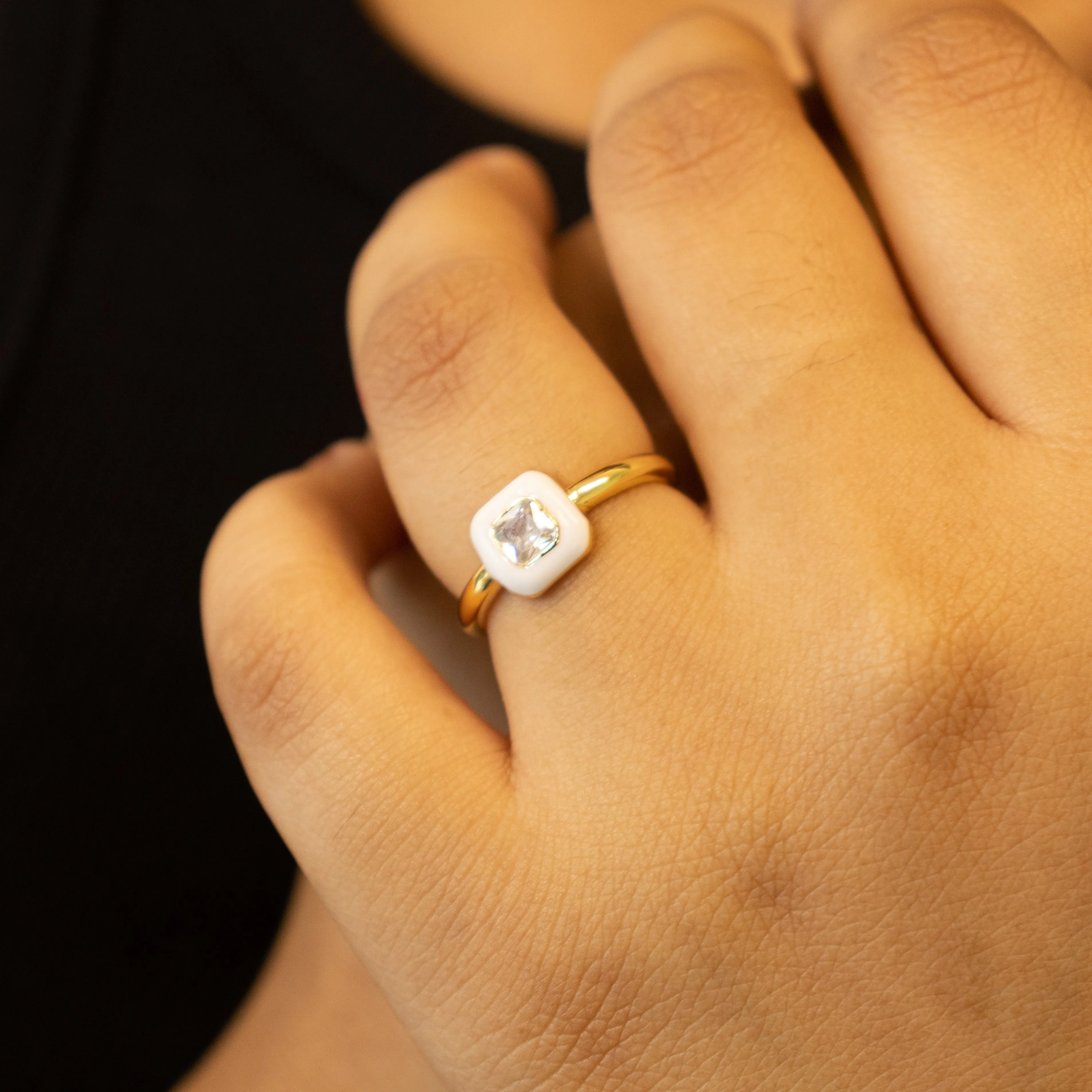 Single White Stone Ring