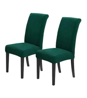 Slip Covers for Dining Room Chairs (Hunter Green, 2 Pack)