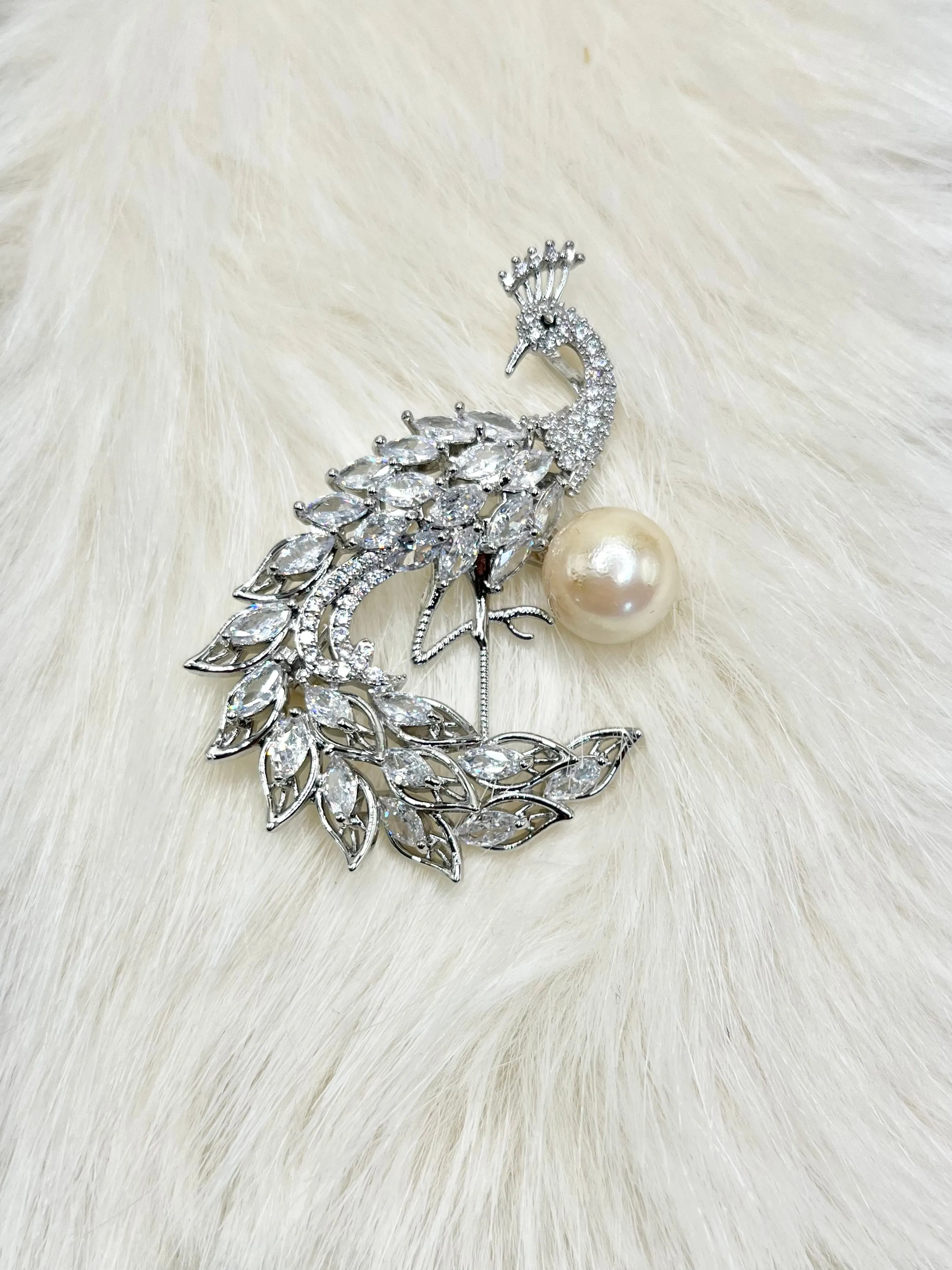 SOUTH SEA PEARL PEACOCK BROOCH