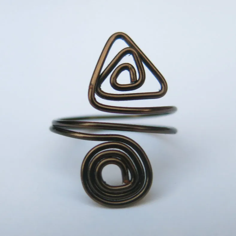 Spiral/Triangle Adjustable Wire Ring (click for colors)