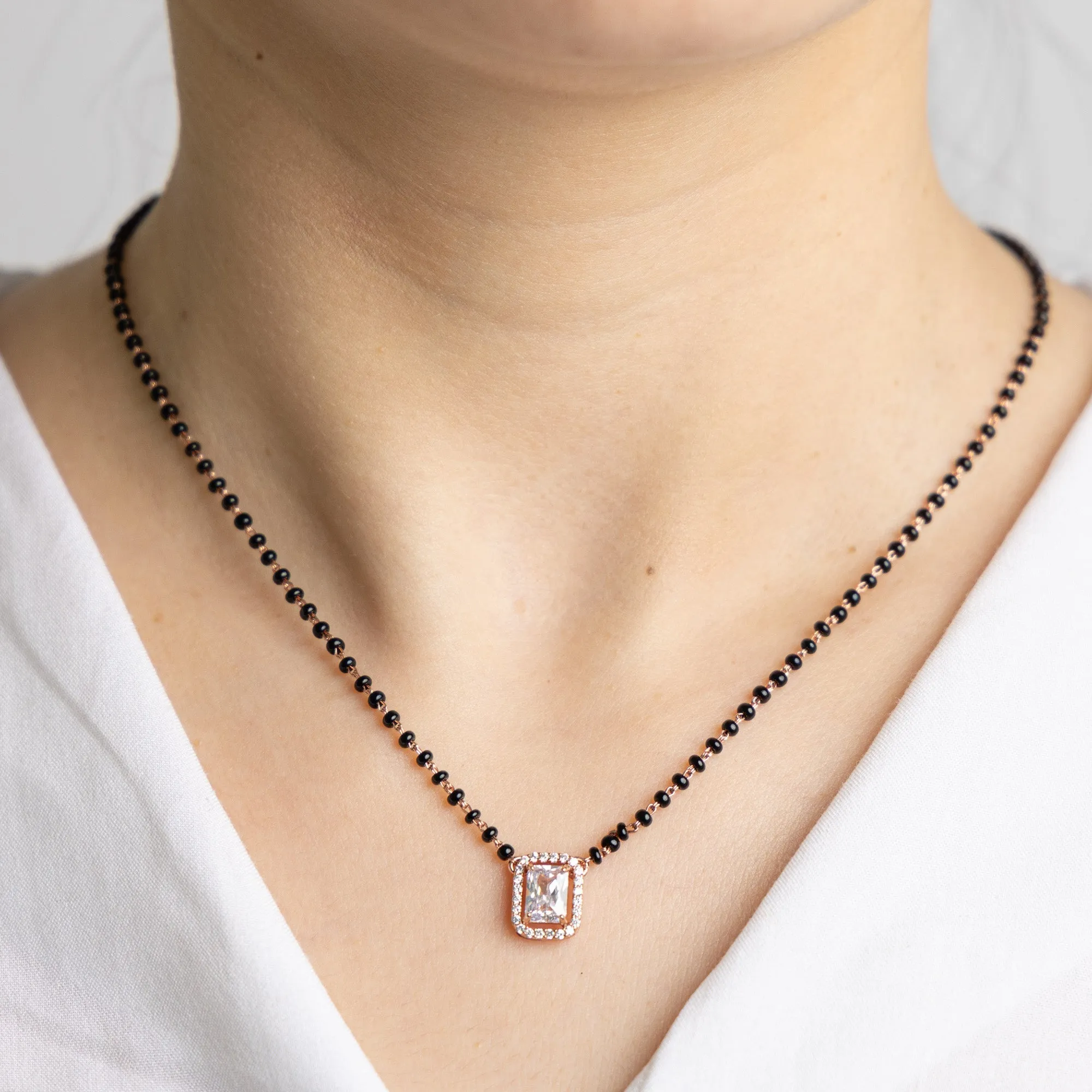 Square Diamond Mangalsutra Necklace