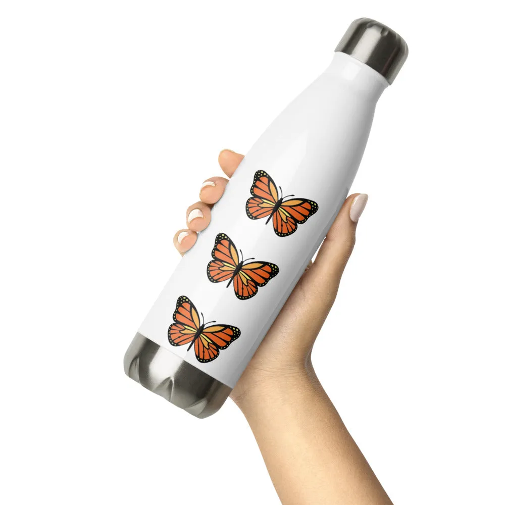 Stainless Steel Butterfly White Water Bottle