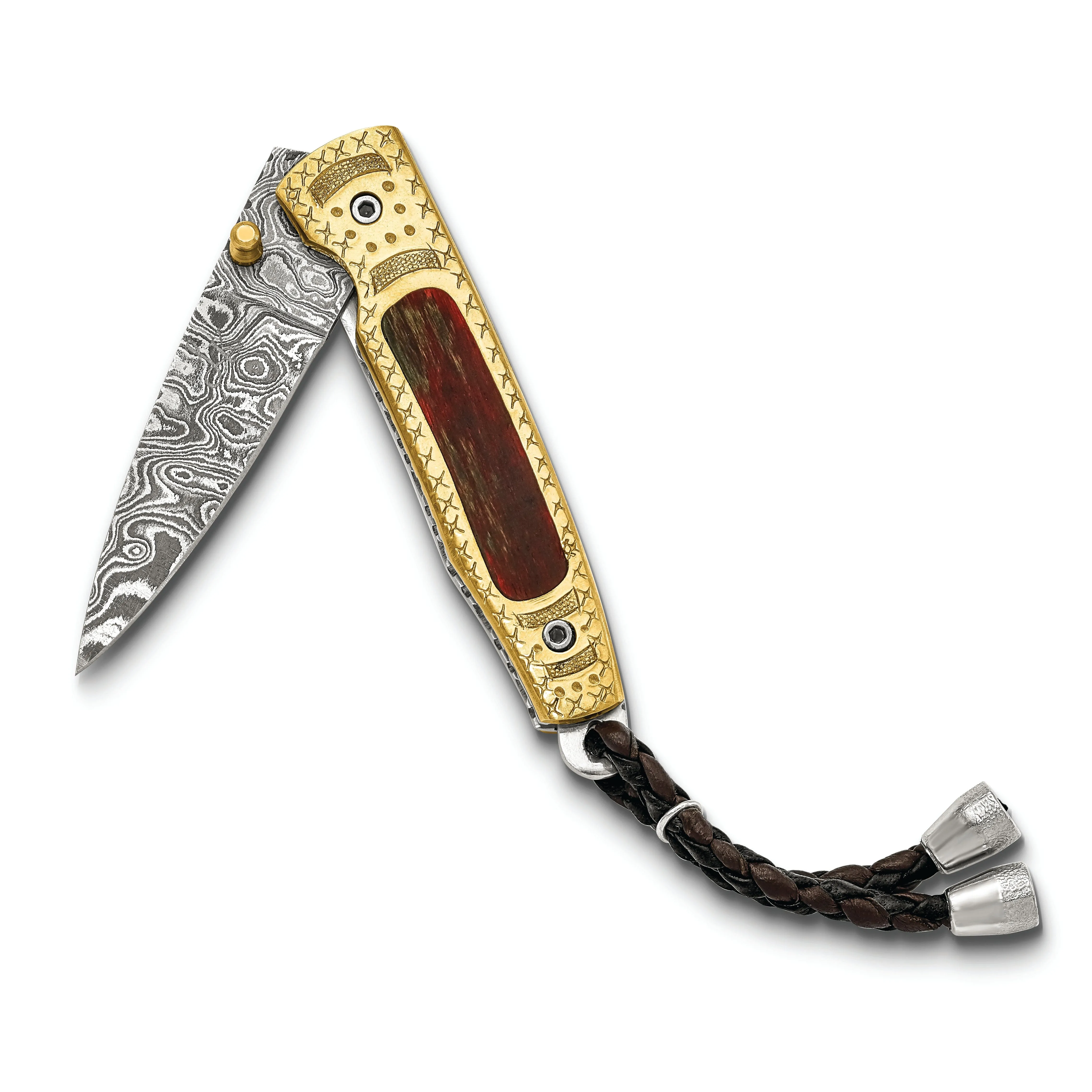 Steel 256 Layer Folding Blade Wood Inlay and Brass Engraved Handle Knife