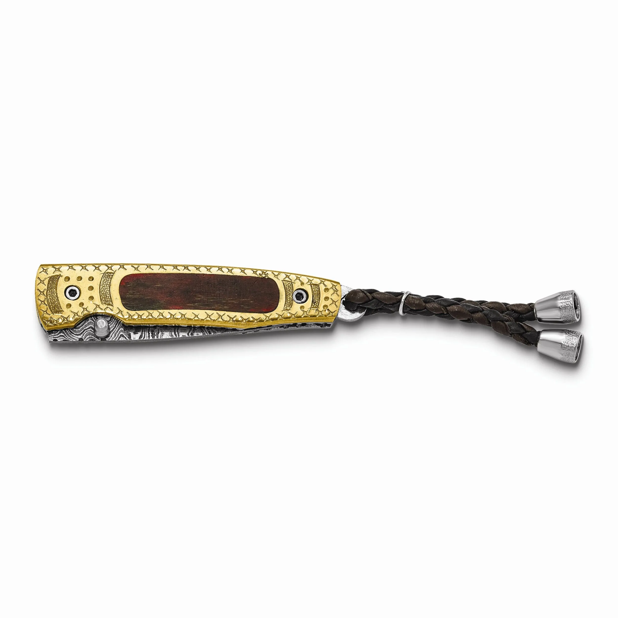 Steel 256 Layer Folding Blade Wood Inlay and Brass Engraved Handle Knife