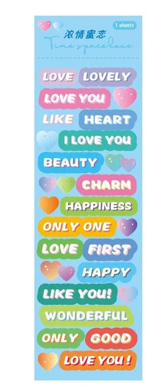 Time and Space Love Series Text Stickers